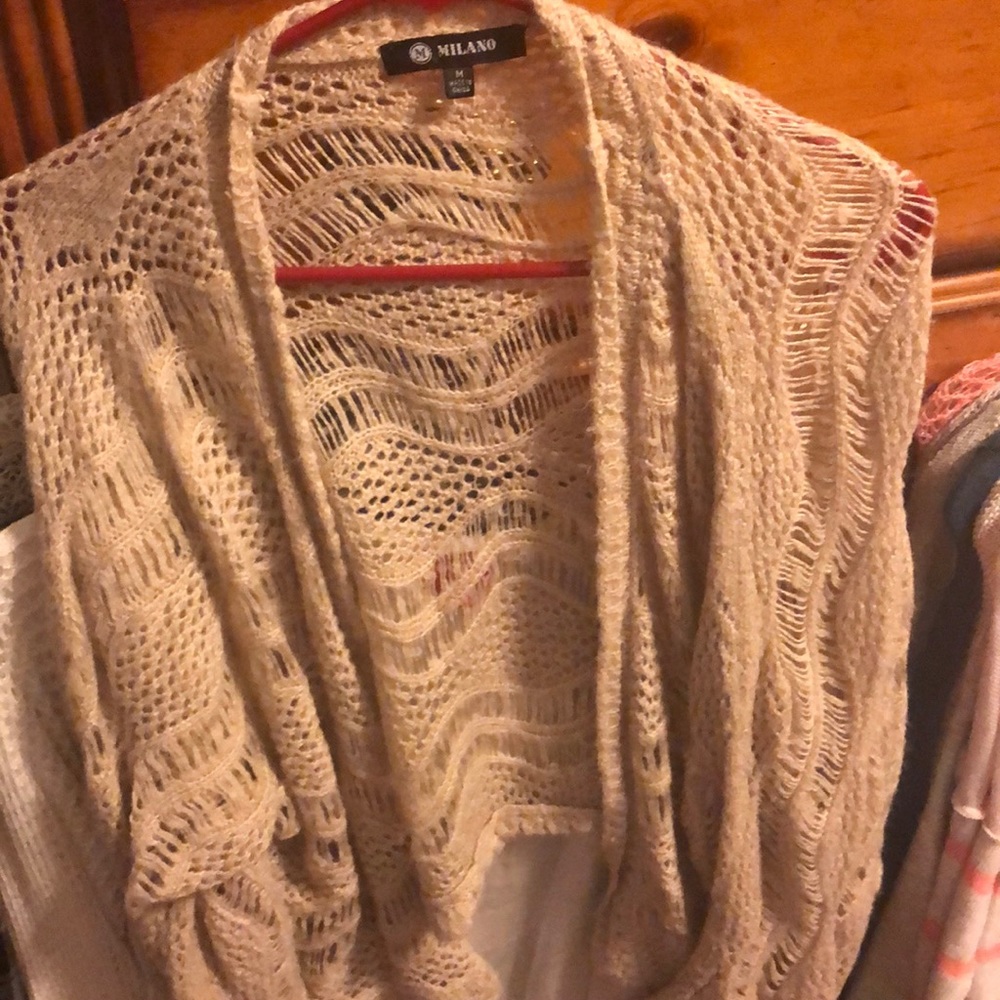 Tan ruffled sleeve shrug